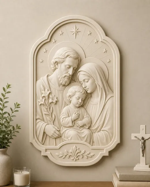 Plaque de la Sainte Famille imprimée en 3D